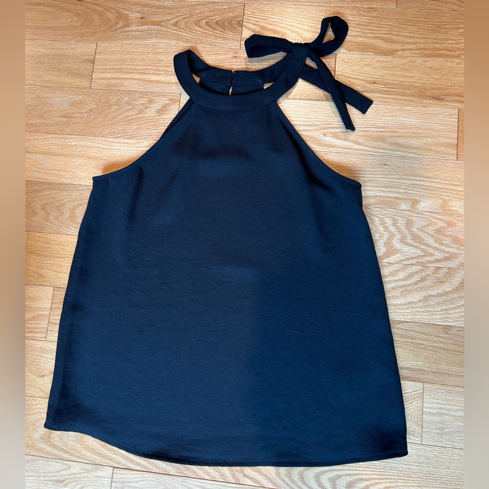 Elegant Black high neck tank with tie